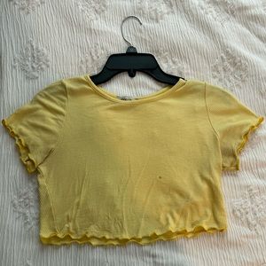 Black Bead Yellow Crop Top